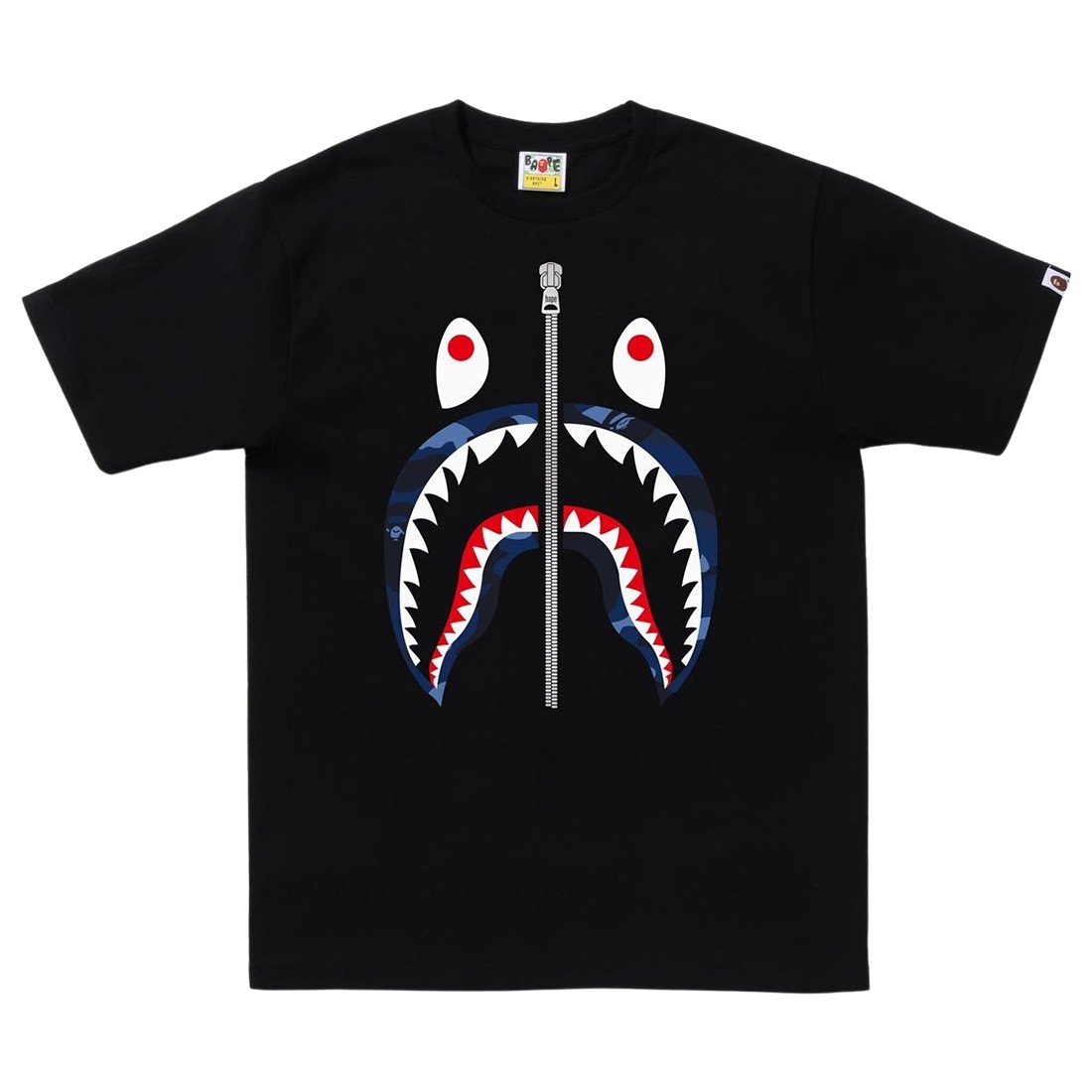 A Bathing Ape Men Color Camo Shark Tee (black / navy)