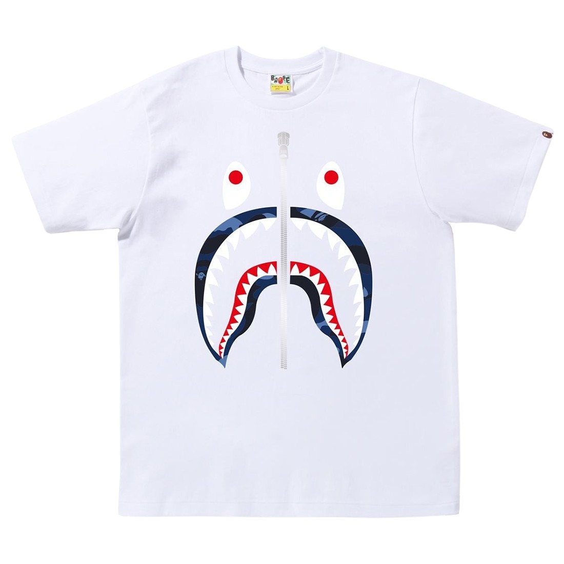 A Bathing Ape Men Color Camo Shark Tee (white / navy)