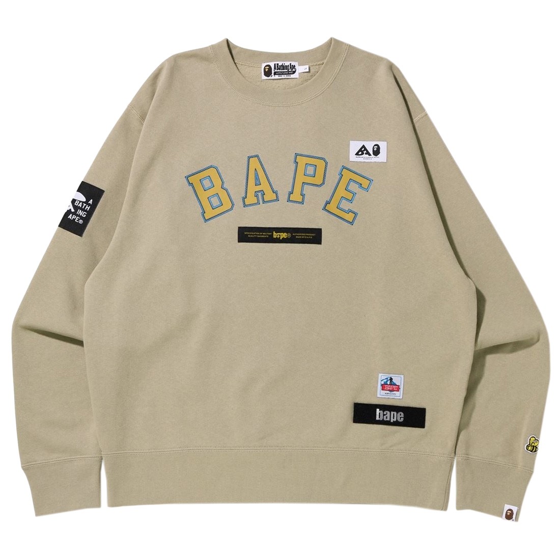 A Bathing Ape Men Bape Multi Label Relaxed Fit Crewneck (beige)