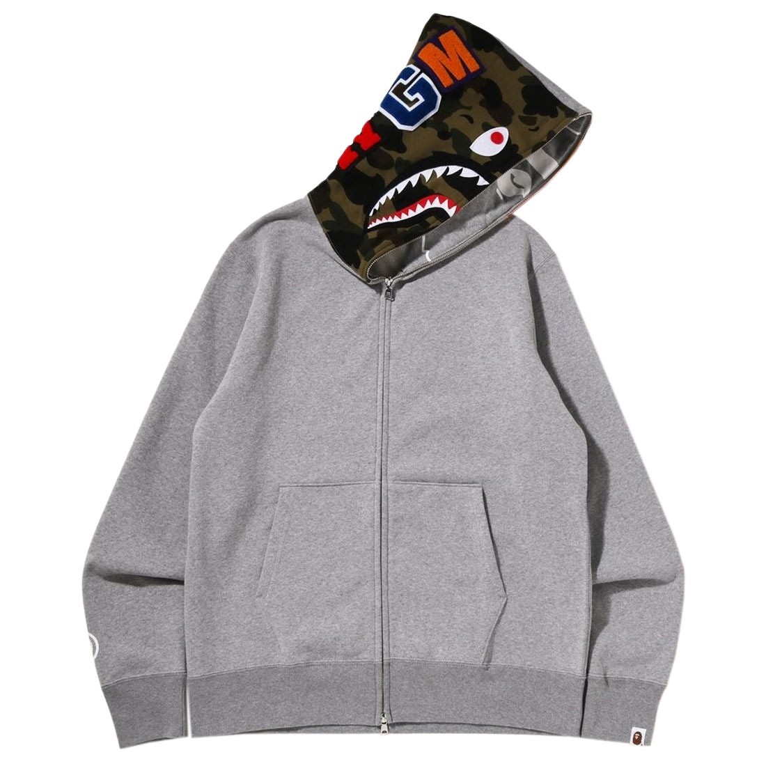 Bape shark hoodie grey hot sale camo