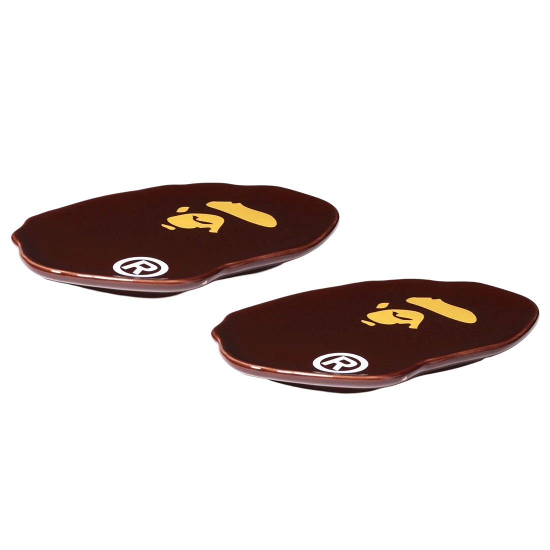 A Bathing Ape Ape Head Small Plate Two Piece Set (brown)
