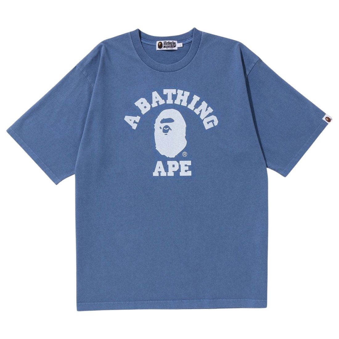 A Bathing Ape Men Pigment Dyed College Relaxed Fit Tee navy