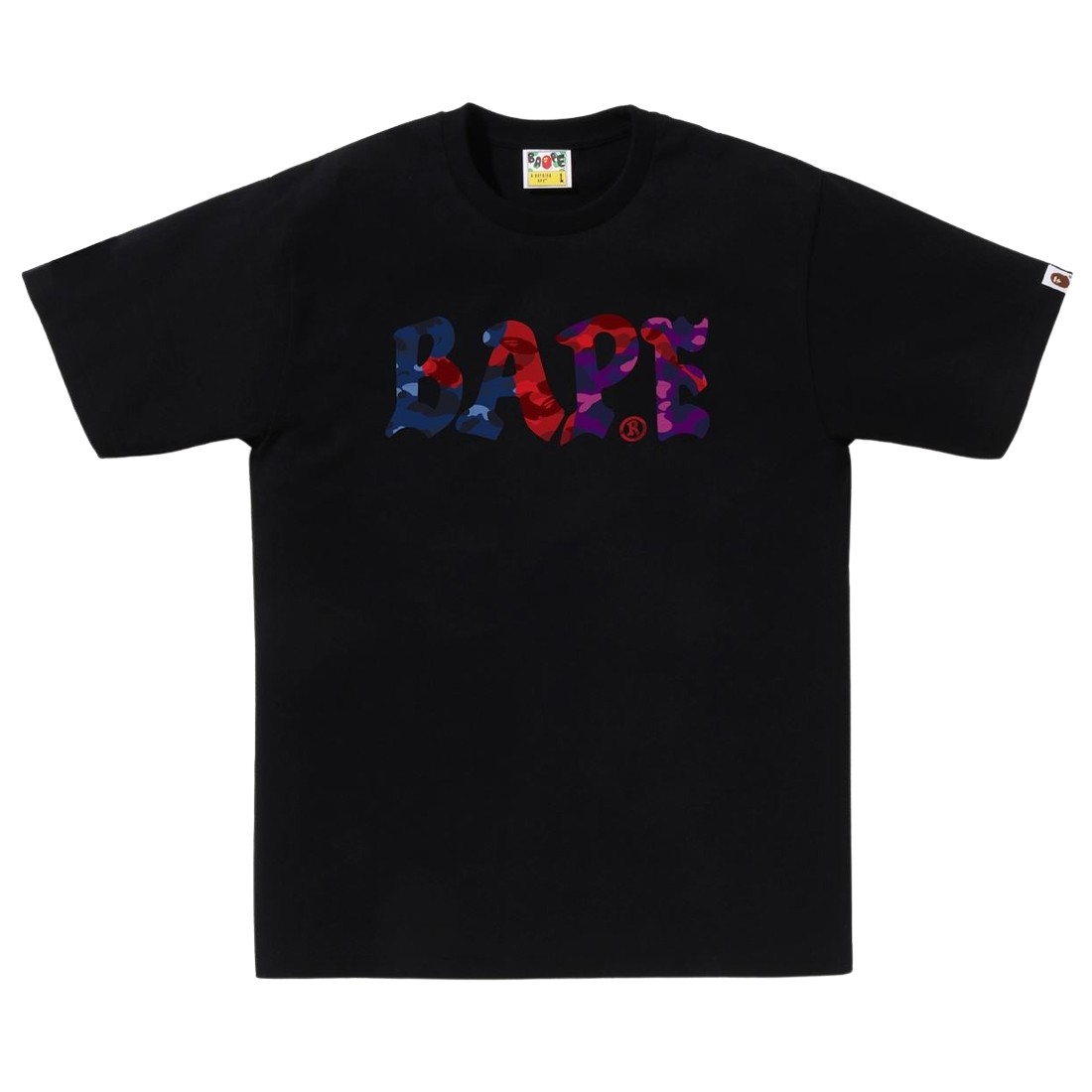 A Bathing Ape Men Coloe Camo Crazy College Tee (black)