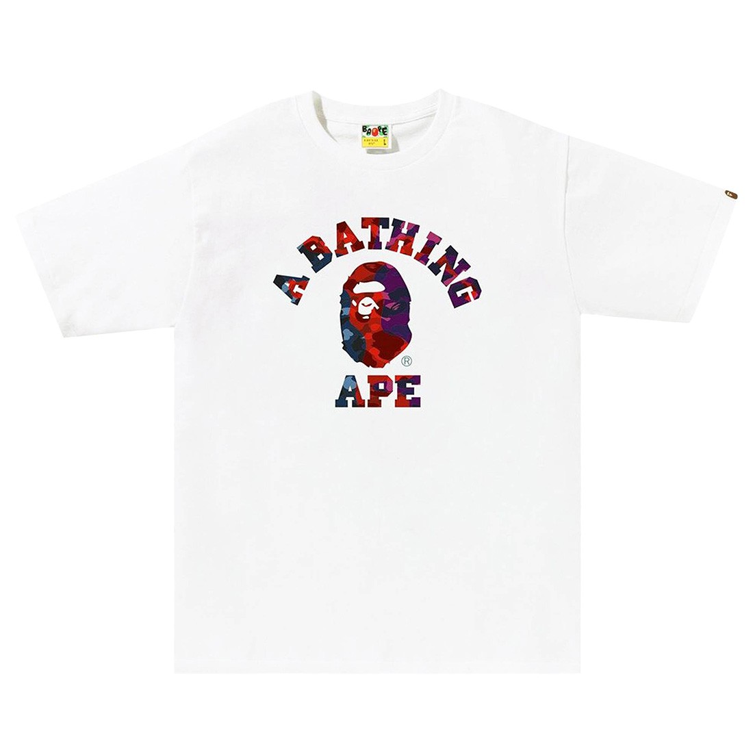 A Bathing Ape Men Color Camo Crazy College Tee (white)
