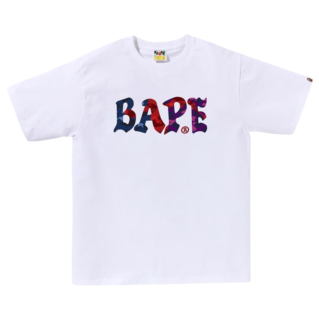 A Bathing Ape Men Color Camo Crazy Bape Logo Tee (white)