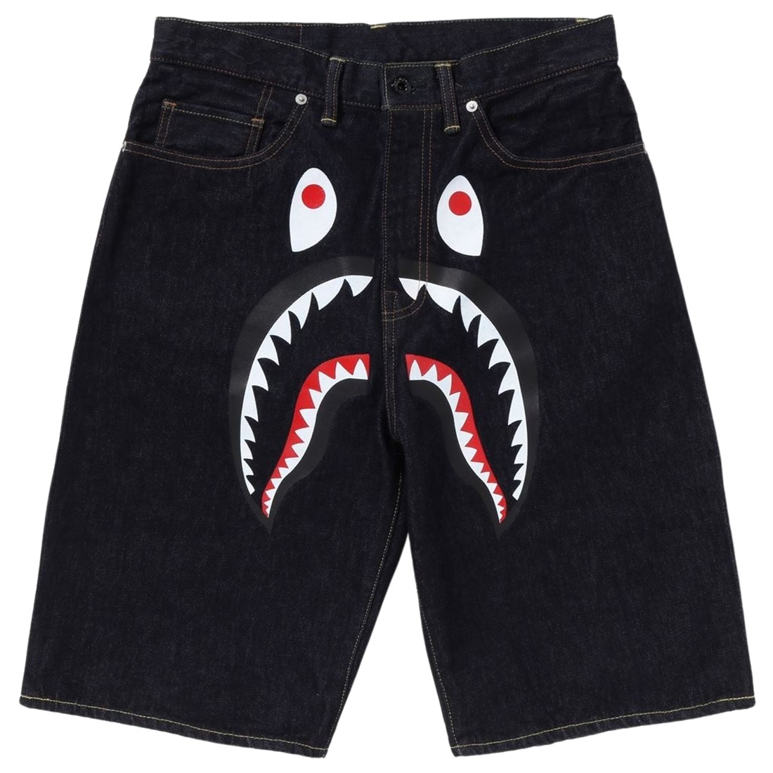 A Bathing Ape Men Shark Denim Shorts (navy / indigo)