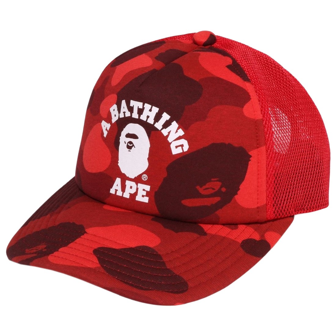 A Bathing Ape Color Camo College Mesh Cap (red)