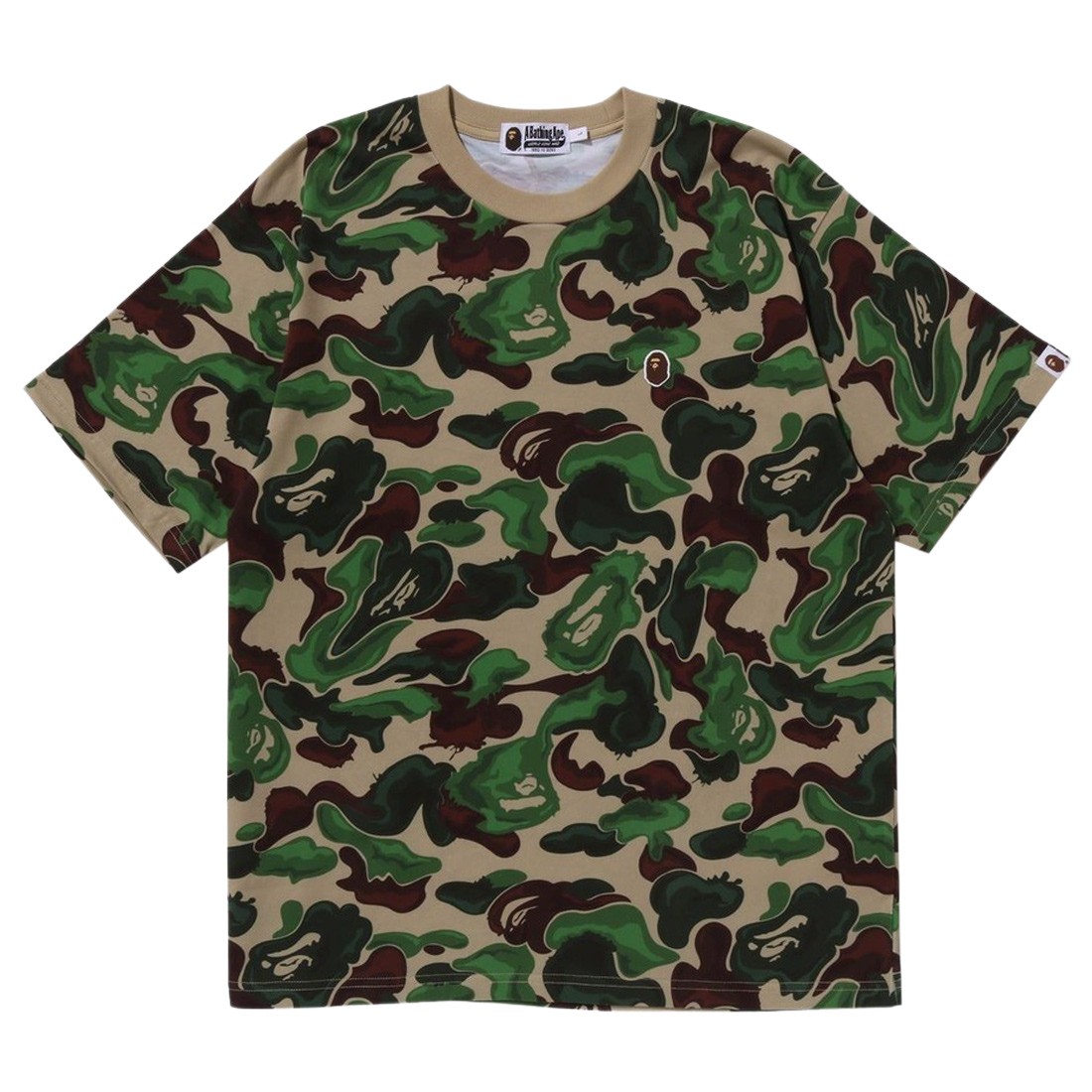 A Bathing Ape Men Bape Art Camo Ape Head One Point Tee (green)