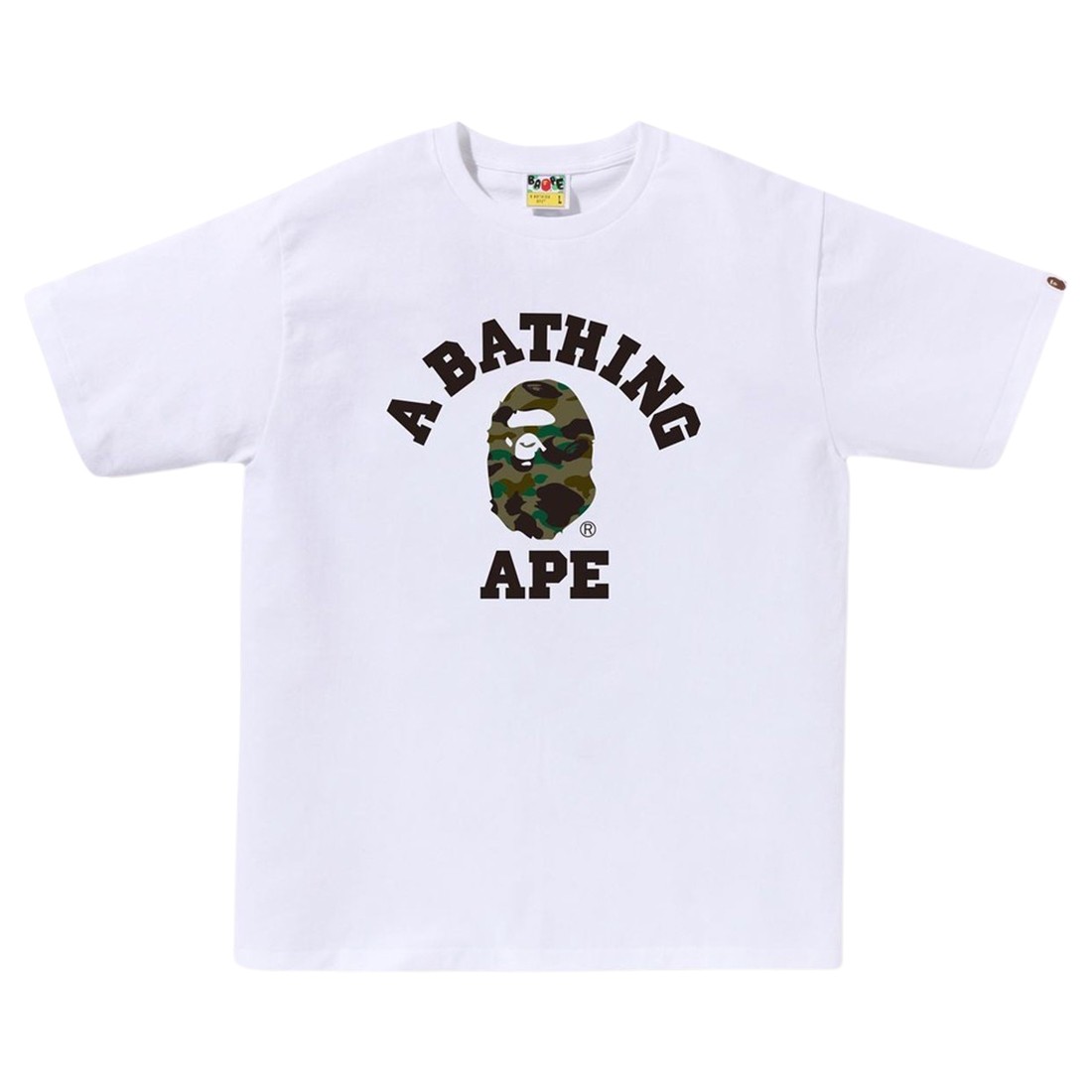 A Bathing Ape Men 1st Camo College Tee (white / green)