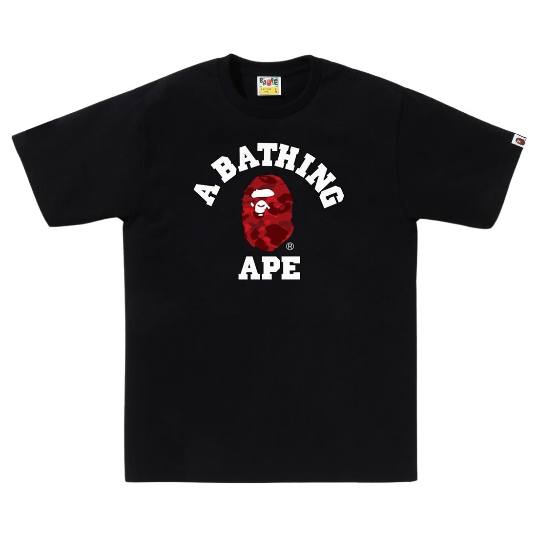 A Bathing Ape Men Color Camo College Tee (black / red)