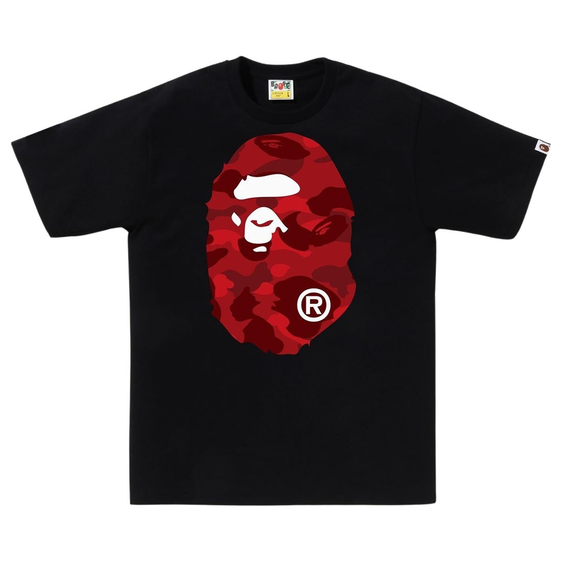 A Bathing Ape Men Color Camo Big Ape Head Tee (black / red)