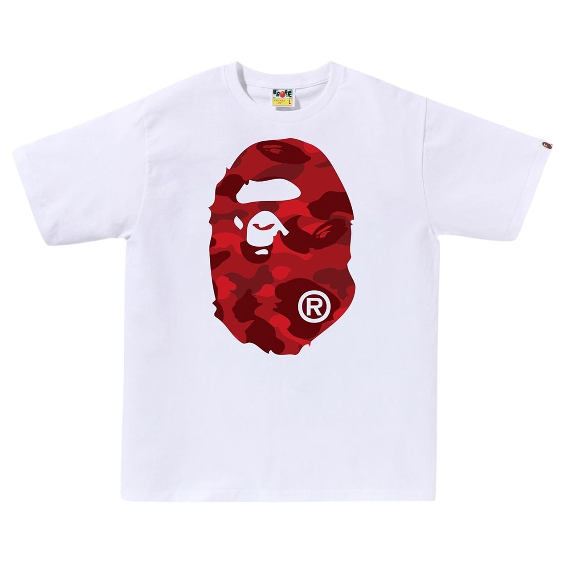 A Bathing Ape Men Color Camo Big Ape Head Tee (white / red)