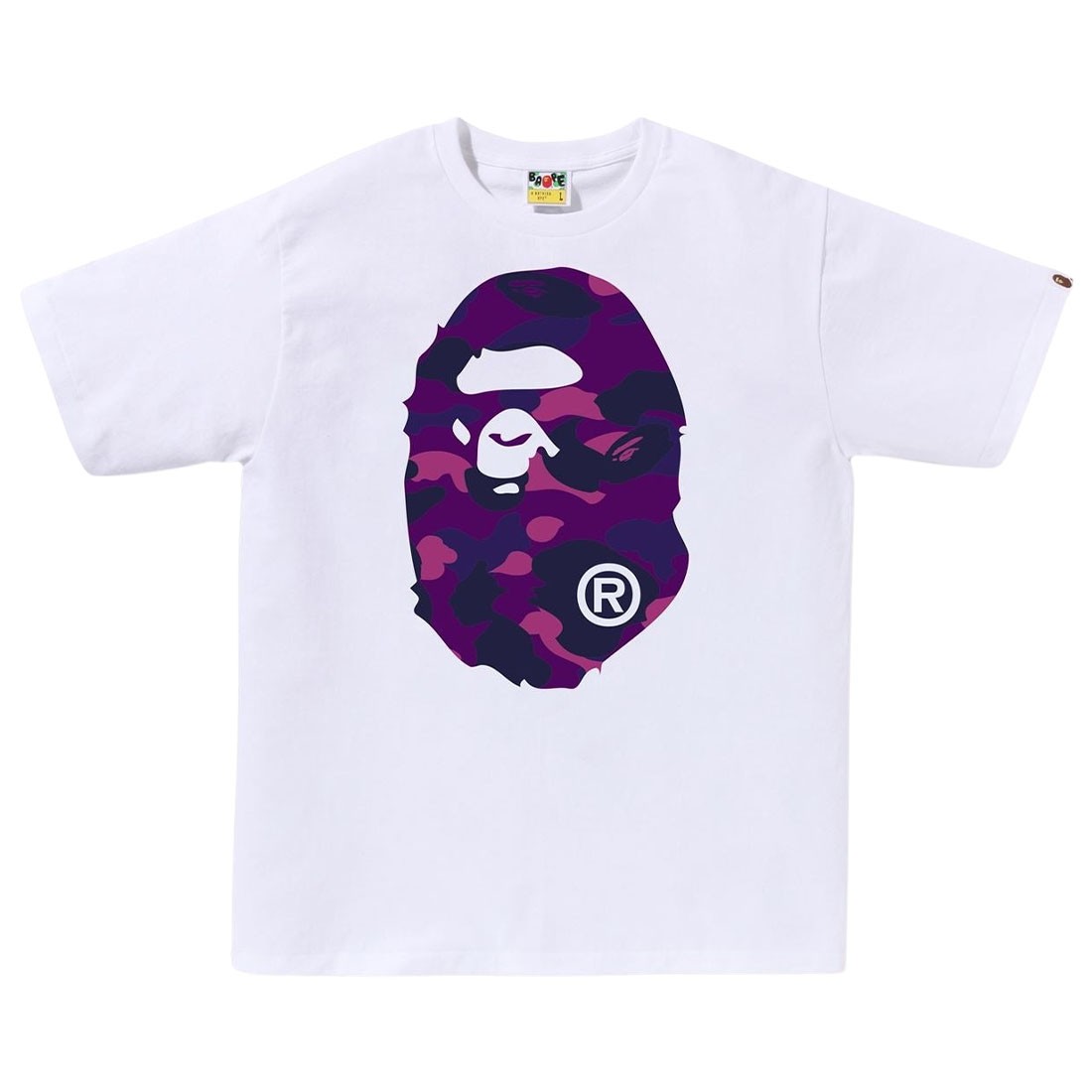 A Bathing Ape Men Color Camo Big Ape Head Tee (white / purple)