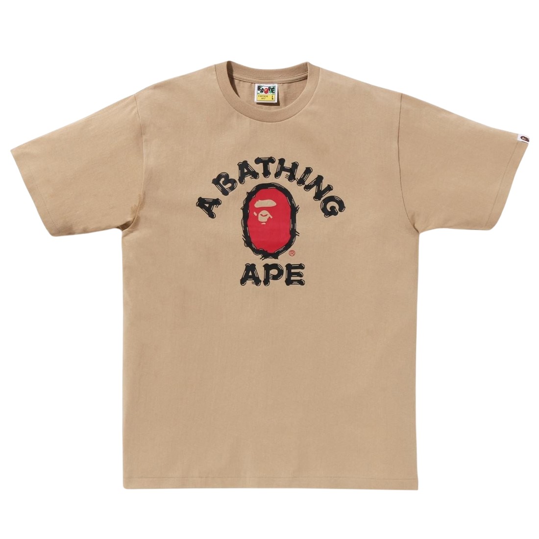 A Bathing Ape Men Brush College Tee (beige)