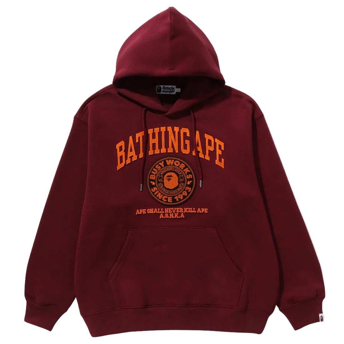 A Bathing Ape Men College Graphic Pullover Hoodie (burgundy)