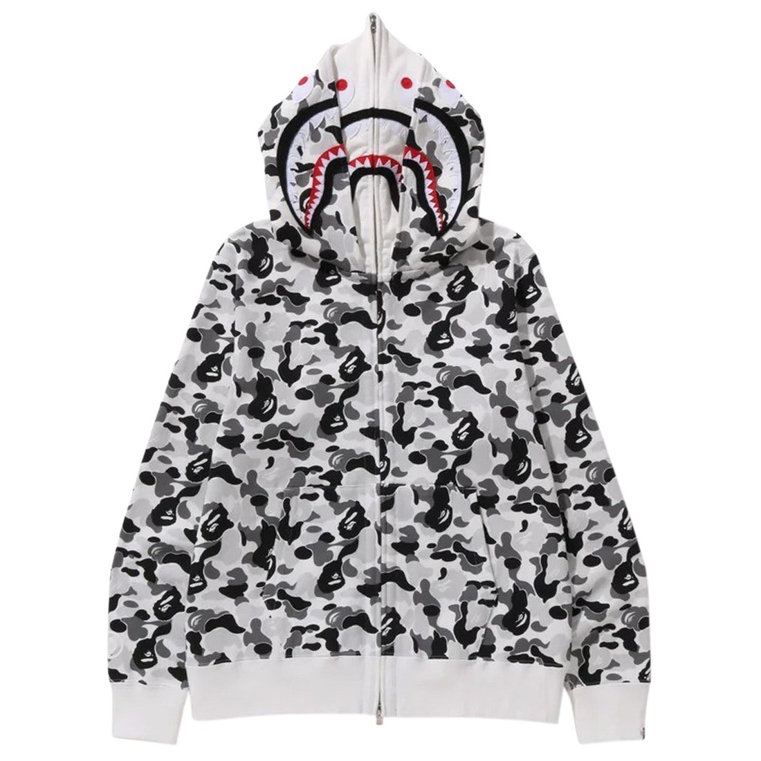 A Bathing Ape Men ABC Camo Double Shark Full Zip Hoodie gray