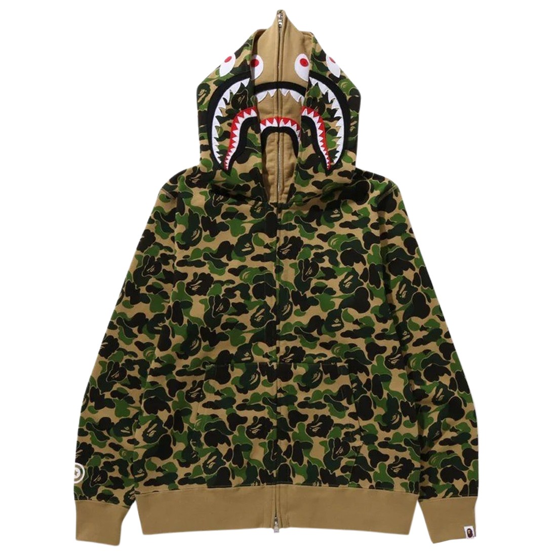 A Bathing Ape Men ABC Camo Double Shark Full Zip Hoodie (green)