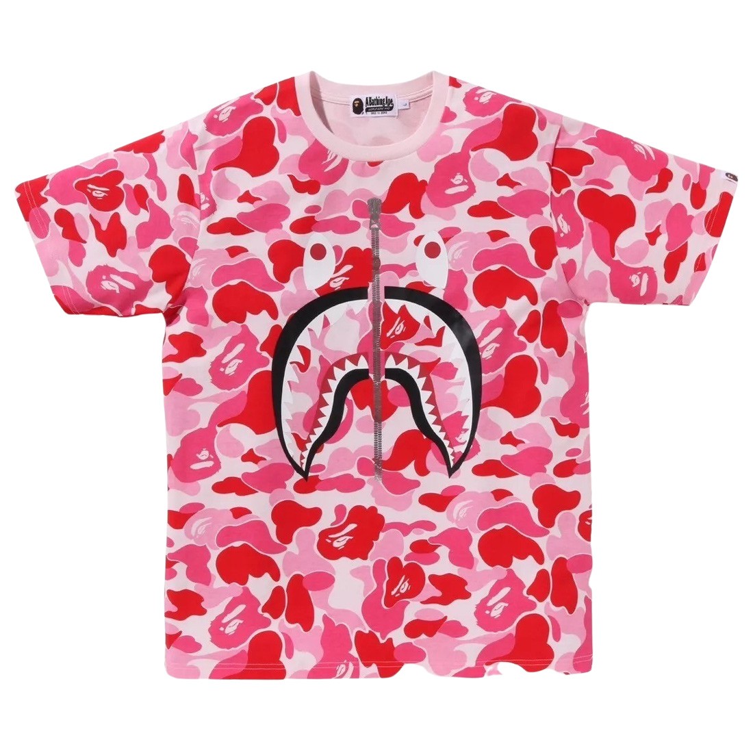 A Bathing Ape Men ABC Camo Shark Tee (pink)