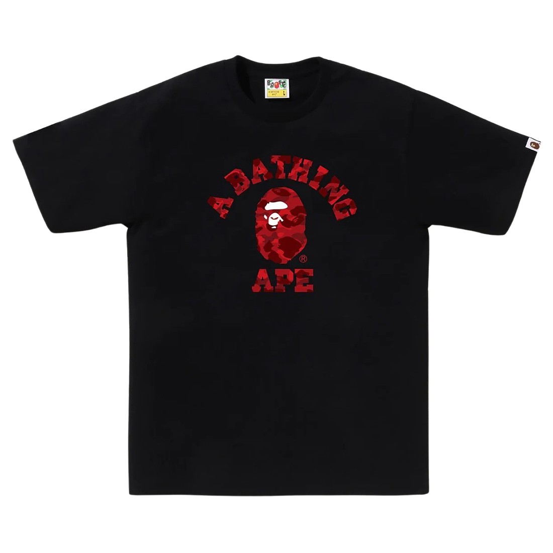 A Bathing Ape Men Color Camo College Tee (black / red)