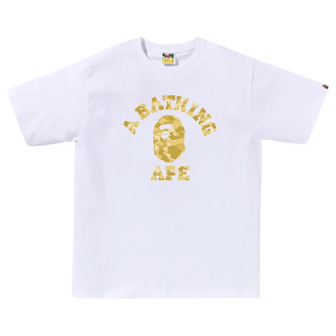 A Bathing Ape Men Color Camo College Tee (white / yellow)