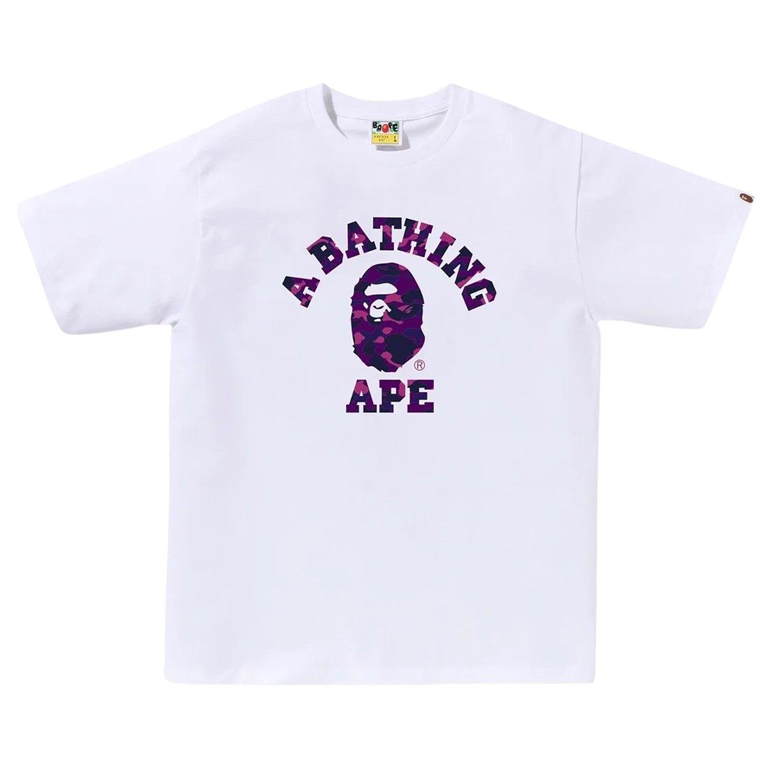 A Bathing Ape Men Color Camo College Tee (white / purple)