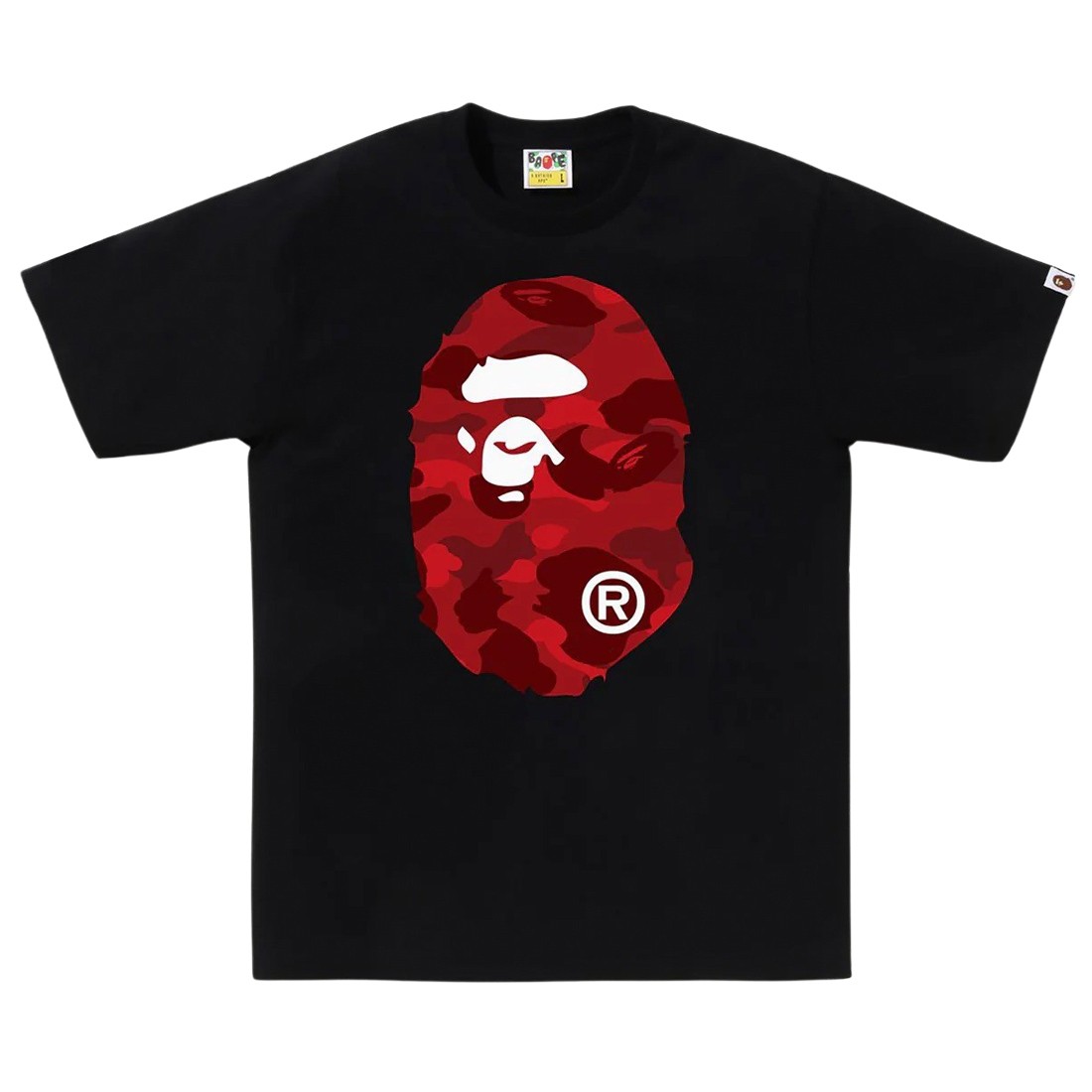 A Bathing Ape Men Color Camo Big Ape Head Tee (black / red)