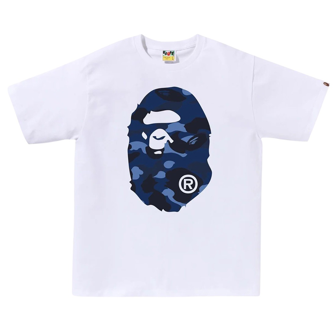 A Bathing Ape Men Color Camo Big Ape Head Tee (white / navy)