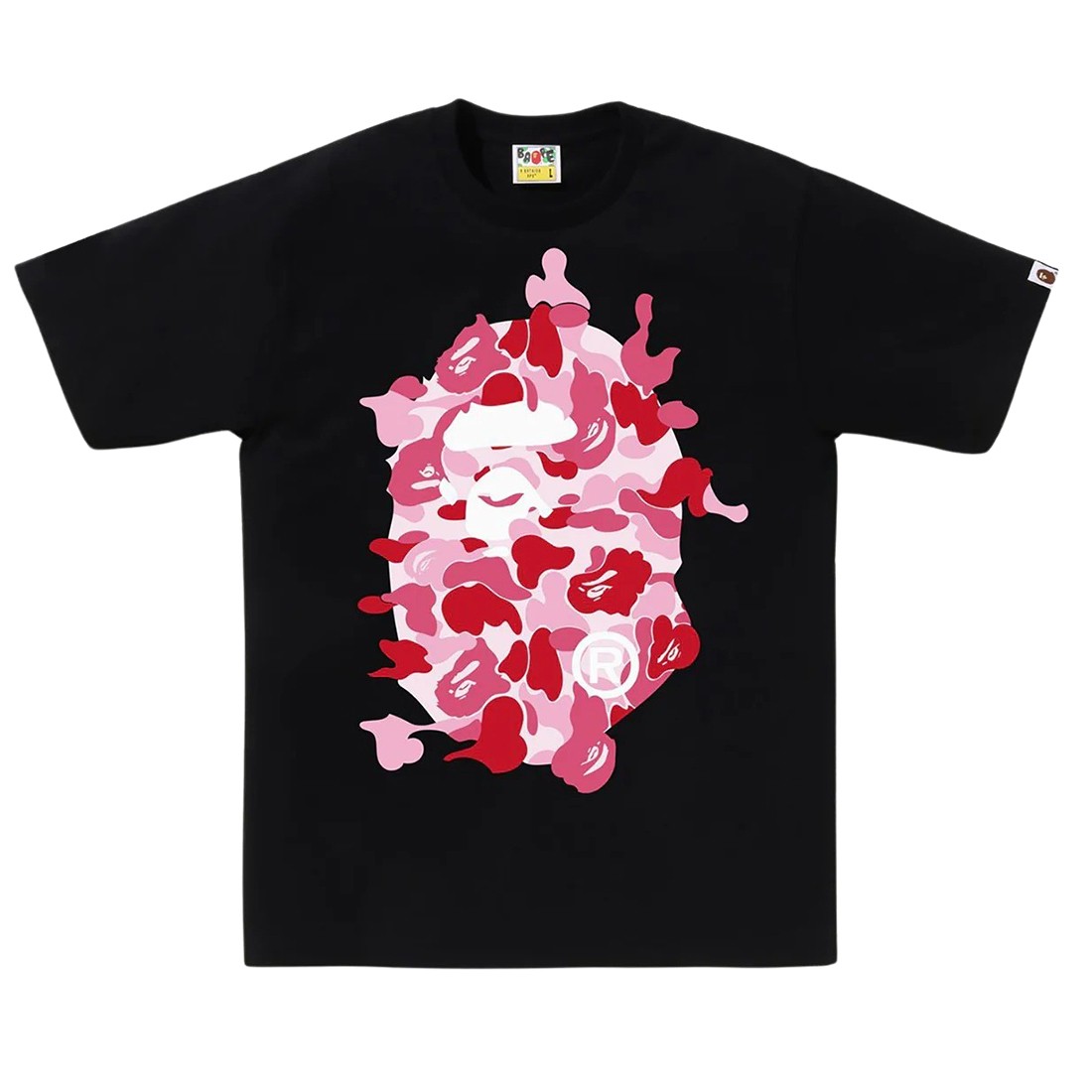 A Bathing Ape Men ABC Camo Rebuild Big Ape Head Tee (black / pink)