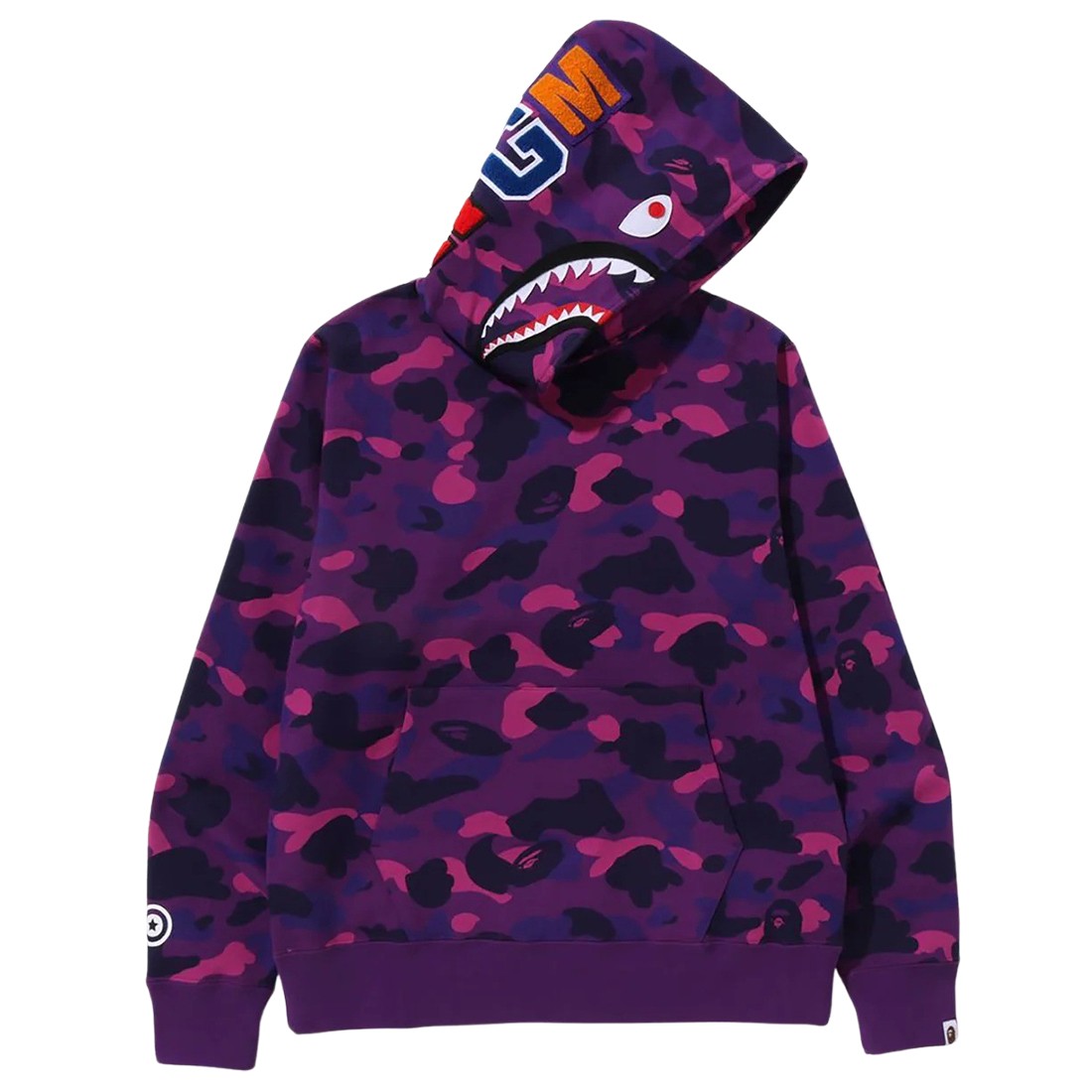 A Bathing Ape Men Color Camo Shark pullover hoodie Hoodie (purple)