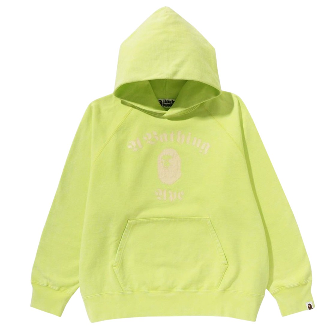 A Bathing Ape Men Overdye tie-neck pullover Relaxed Fit Hoodie (yellow)