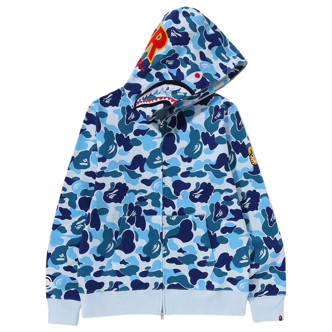 A Bathing Ape Men ABC Camo Shark Full Zip Hoodie (blue)