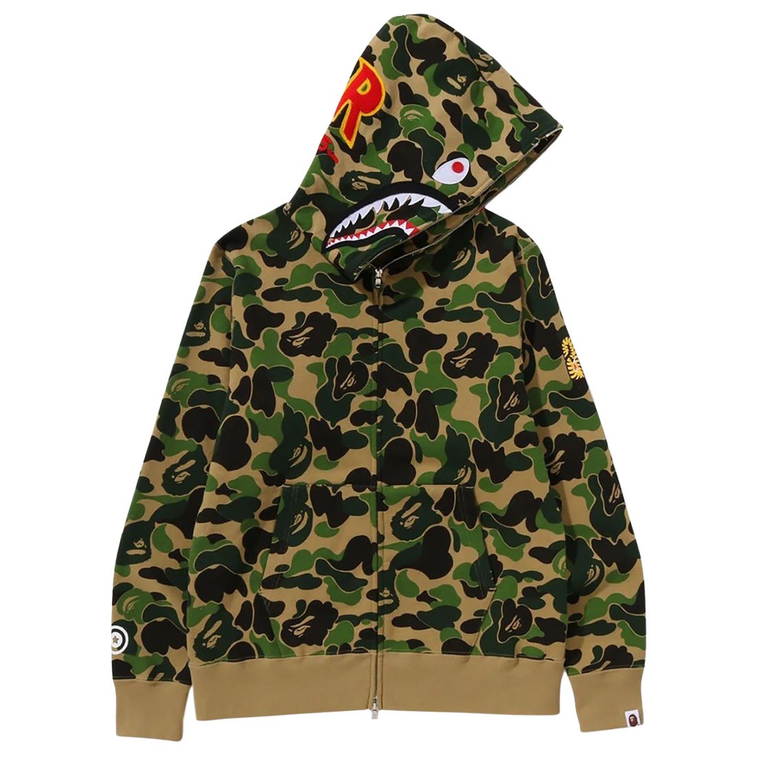 A Bathing Ape Men ABC Camo Shark Full Zip Hoodie (green)