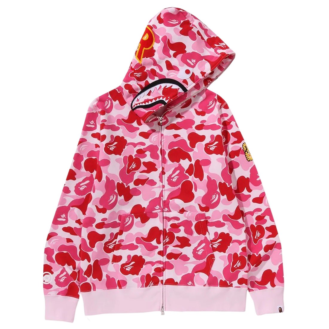 A Bathing Ape Men ABC Camo Shark Full Zip Hoodie (pink)