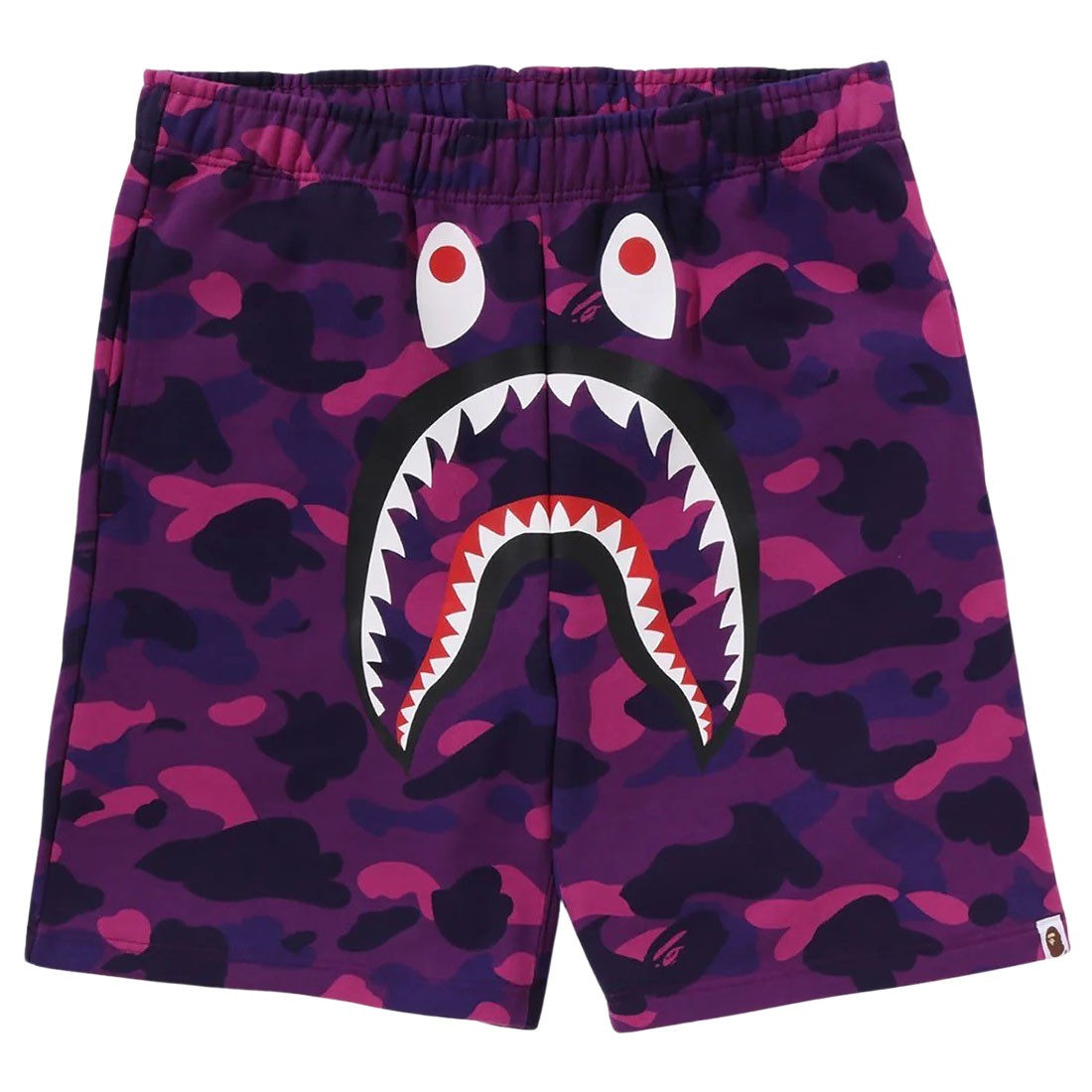 A Bathing Ape Men Color Camo Shark Sweat Shorts (purple)