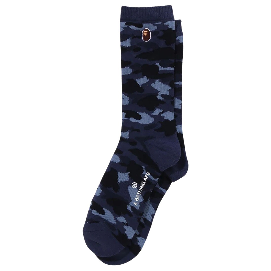 A Bathing Ape Men Color Camo Ape Head One Point Socks (navy)