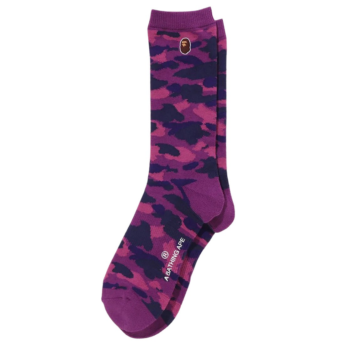 A Bathing Ape Men Color Camo Ape Head One Point Socks (purple)