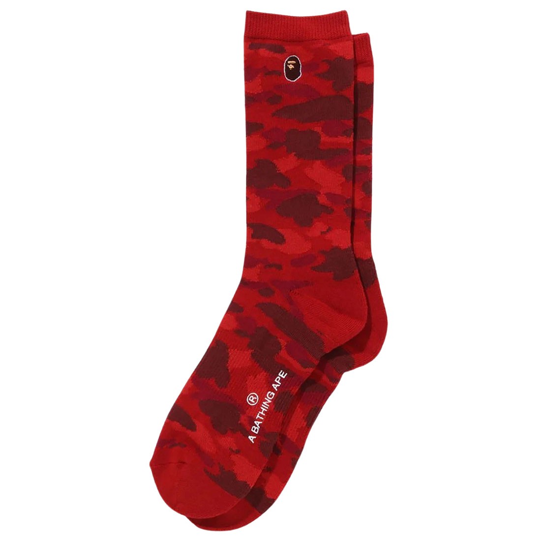 A Bathing Ape Men Color Camo Ape Head One Point Socks (red)