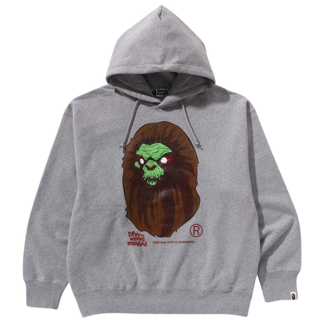 A Bathing Ape Men Bape Horror Mad Face Relaxed Fit Pullover Hoodie (gray)