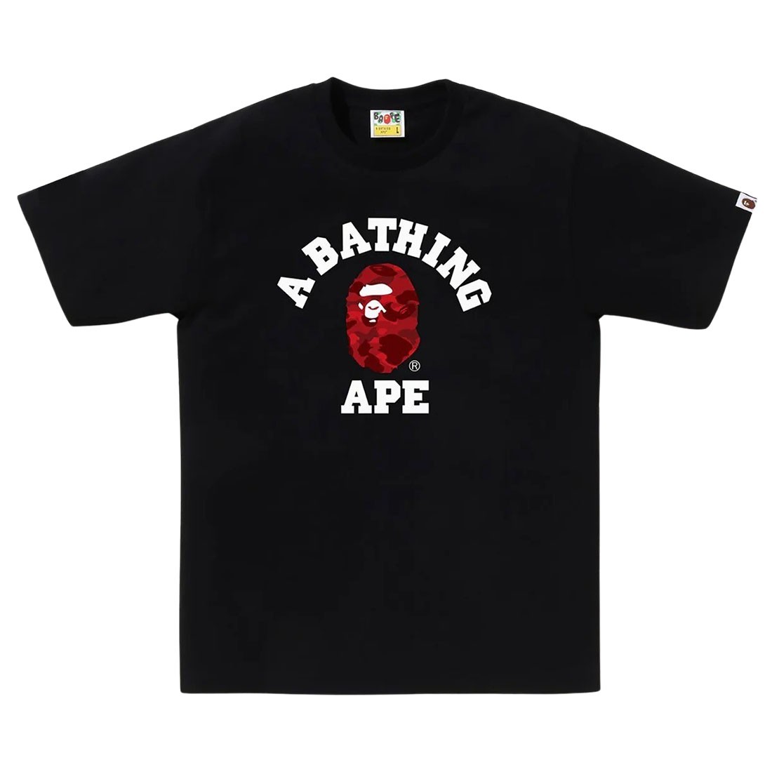 A Bathing Ape Men Color Camo College Tee (black / red)