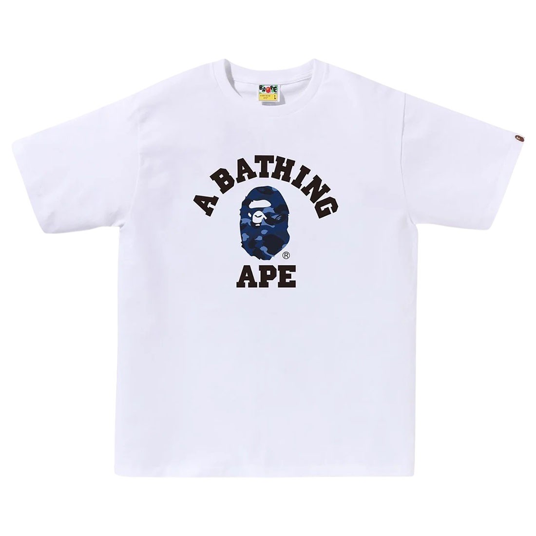 A Bathing Ape Men Color Camo College Tee (white / navy)