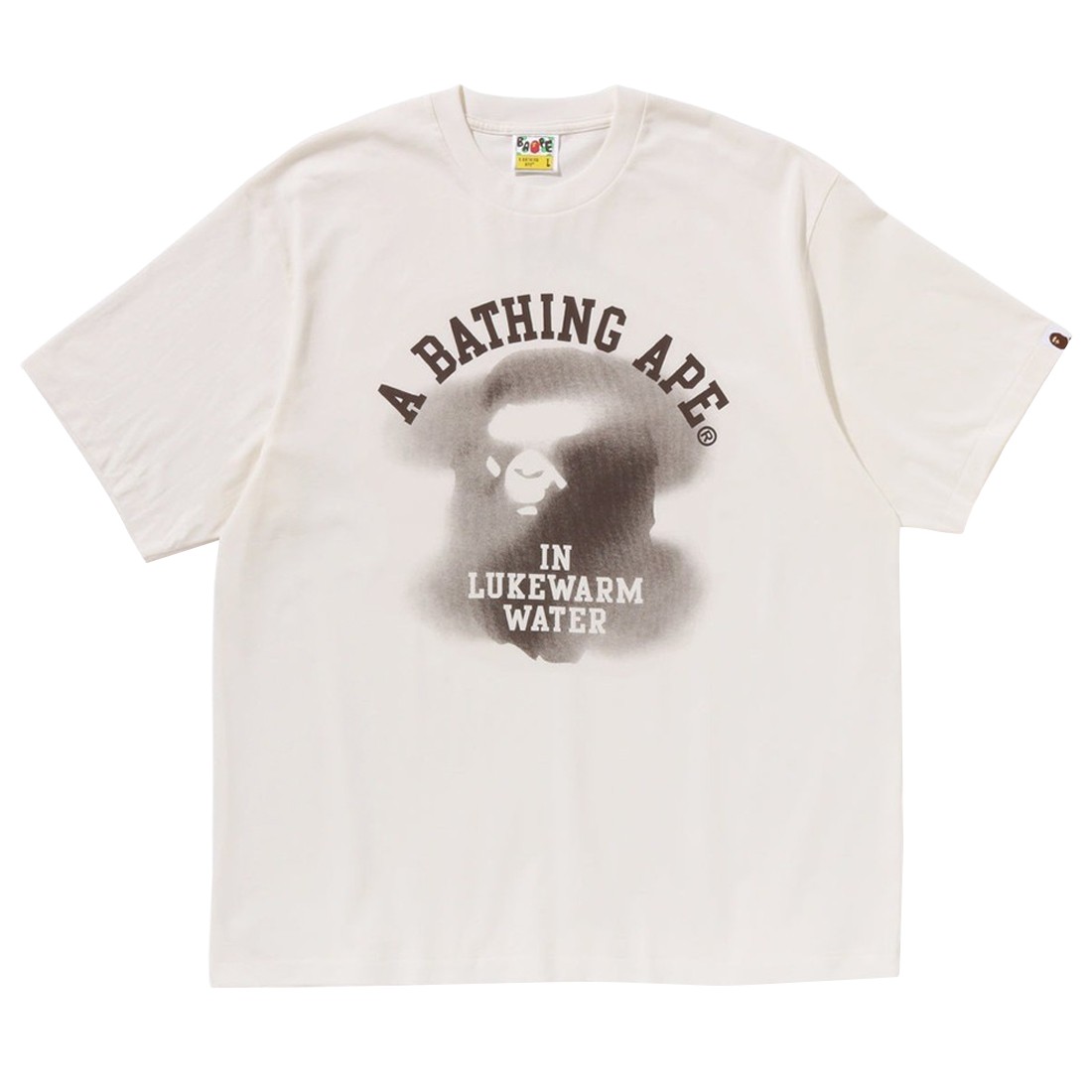 A Bathing Ape Men Water Print College Logo Relaxed Fit Tee (white / ivory)