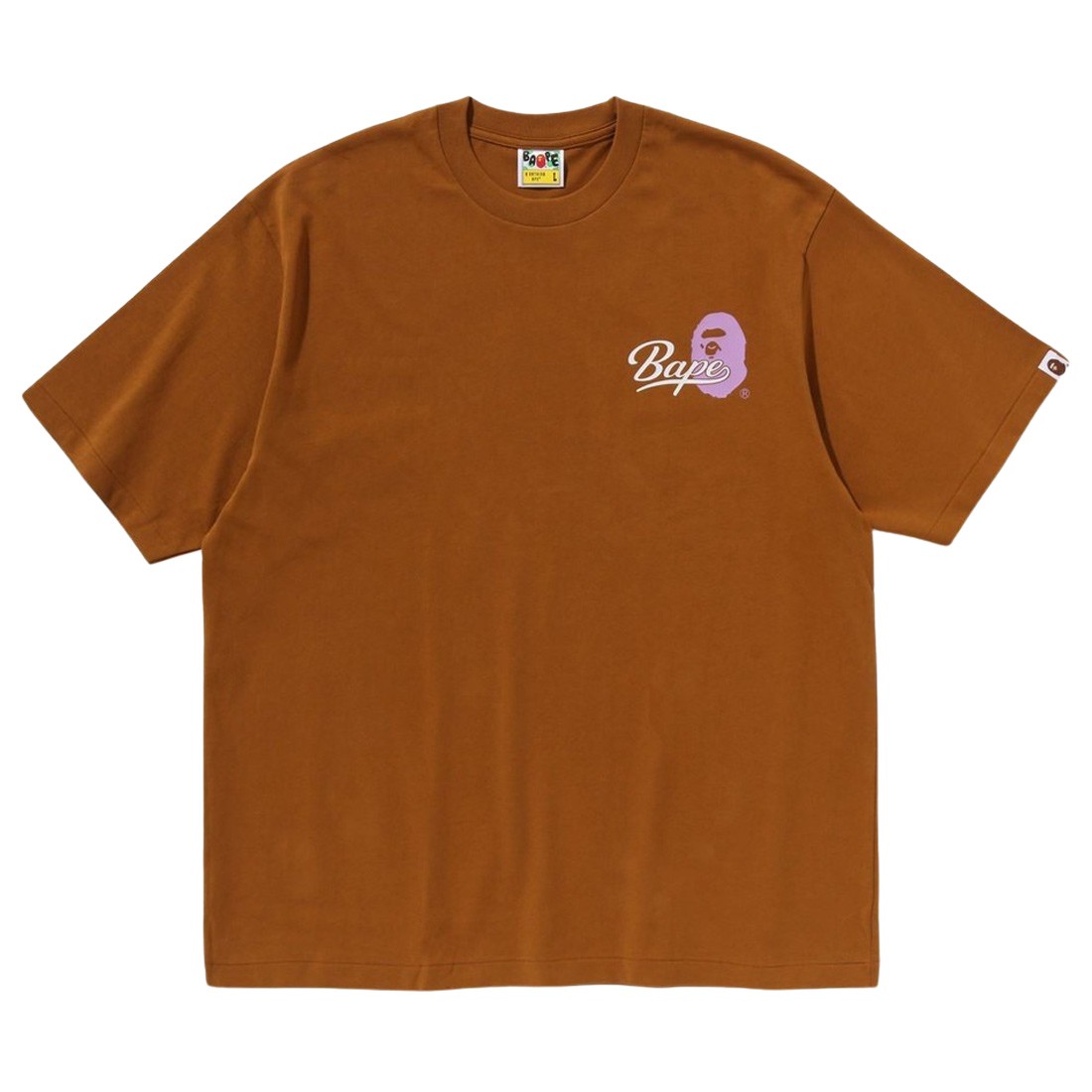 A Bathing Ape Men Cursive College Logo Relaxed Fit Tee (brown)