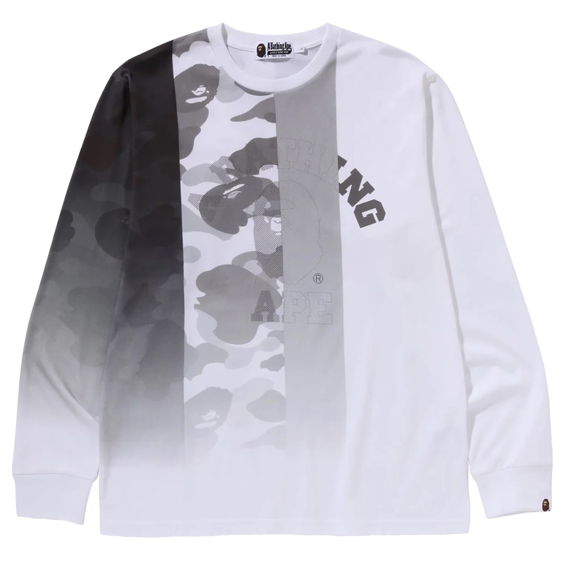 A Bathing Ape Men Patch Work Print Long Sleeve Tee (white)