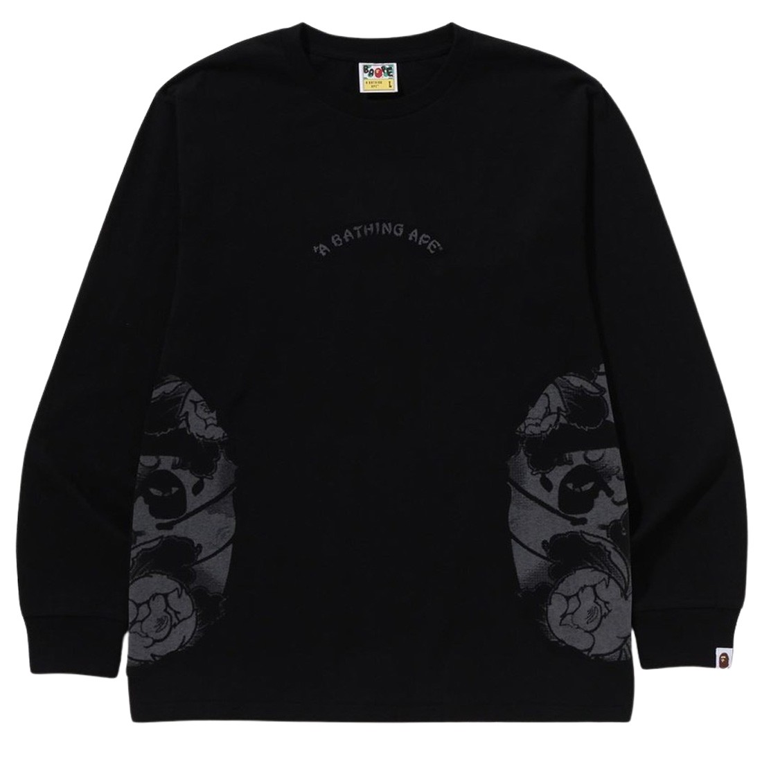 A Bathing Ape Men Japanese Tattoo Side Bag Ape Head Long Sleeve Tee (black)