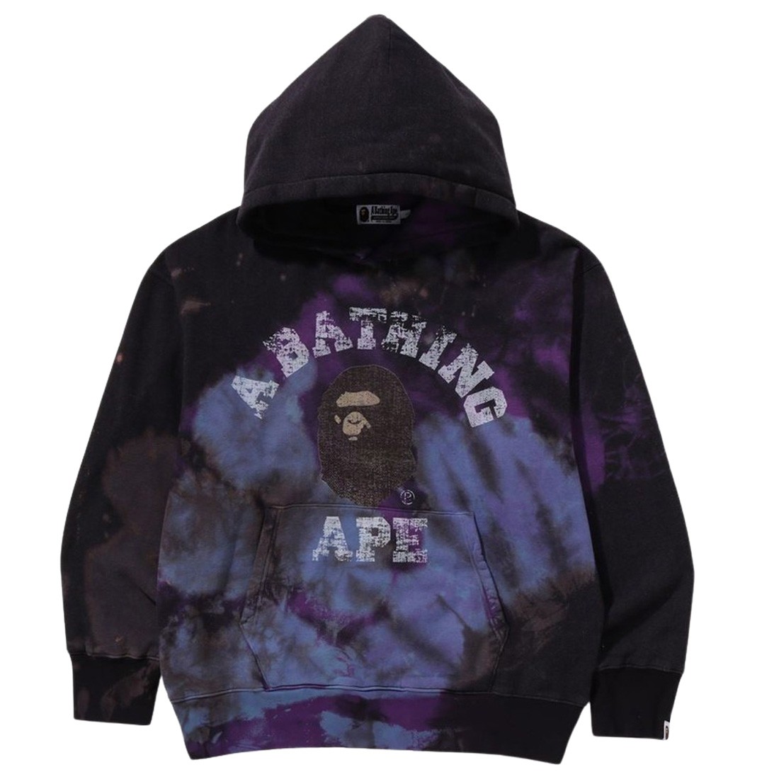 A Bathing Ape Men Tie Dye College Relaxed Fit Pullover Hoodie (black)