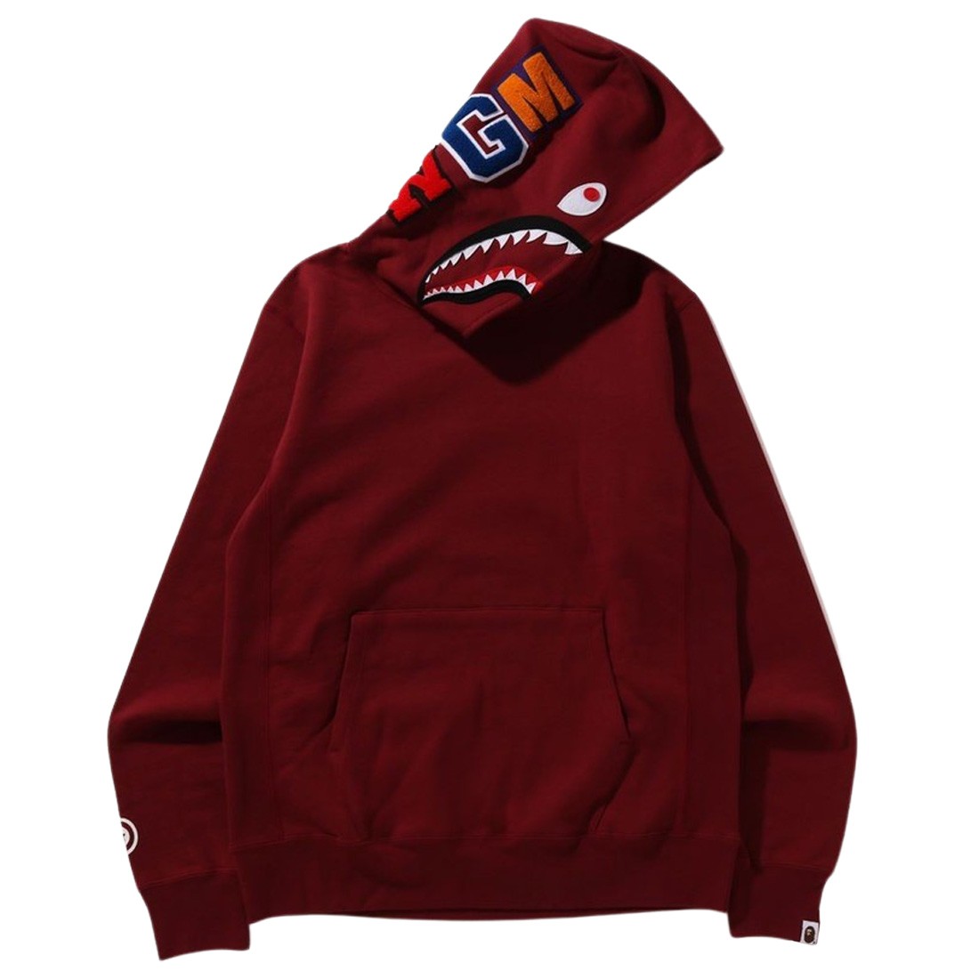A Bathing Ape Men Shark Pullover Hoodie (burgundy)