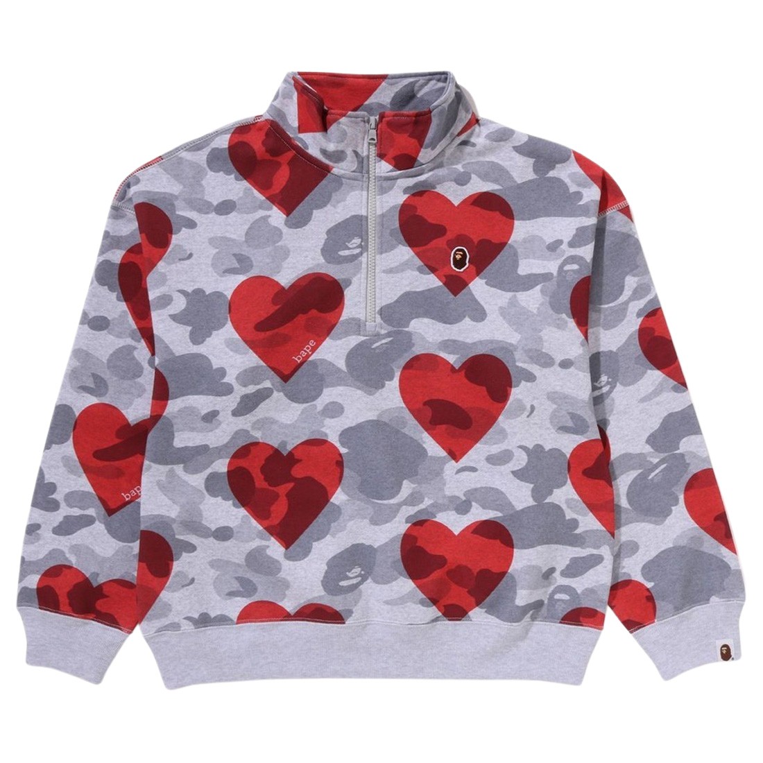 A Bathing Ape Women I Love Bape Half Zip Sweatshirt (gray)