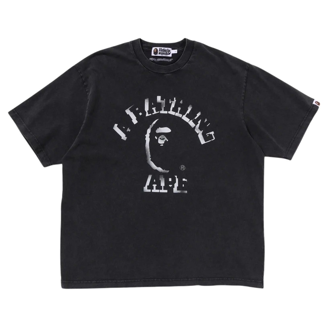 A Bathing Ape Men Garment Dye Spray Print College Relaxed Fit Tee (black)