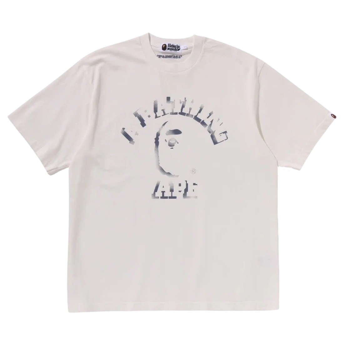A Bathing Ape Men Garment Dye Spray Print College Relaxed Fit Tee (ivory)