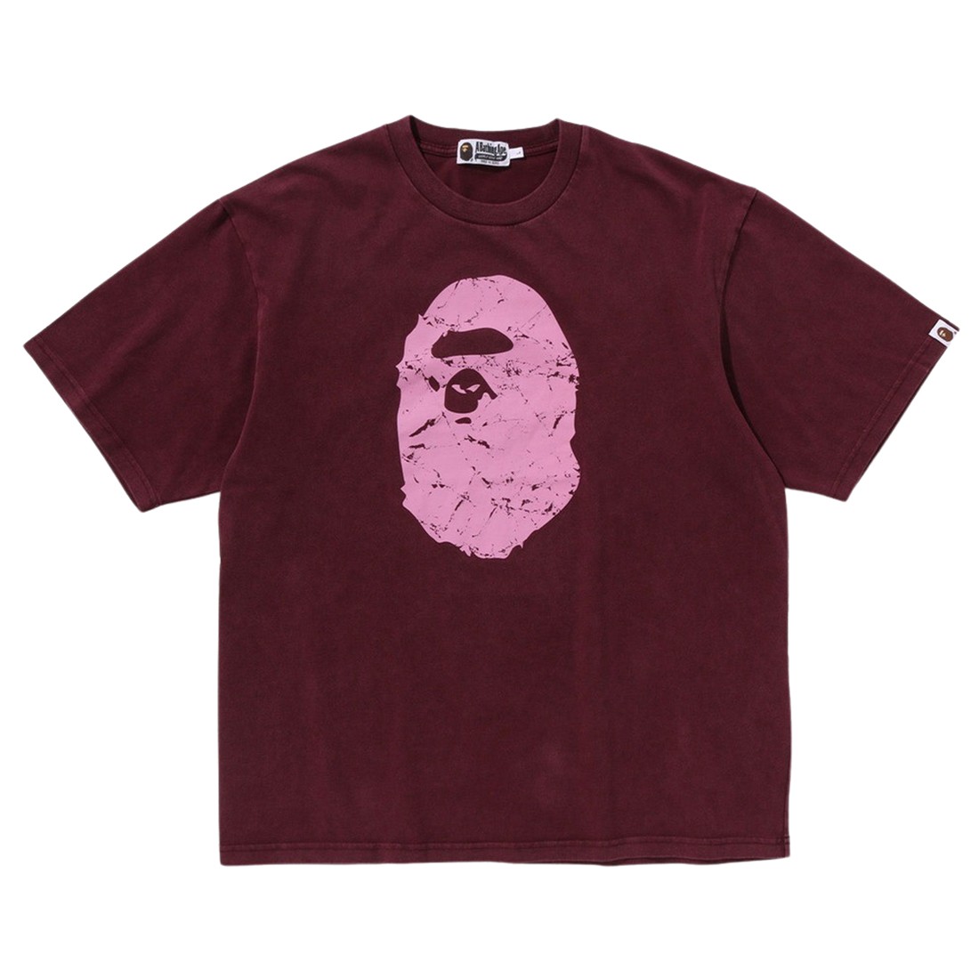 A Bathing Ape Men Heavy Washed Ape Head Relaxed Fit Tee (burgundy)